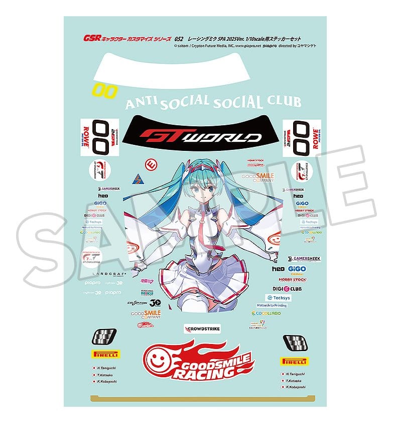 Hatsune Miku Pegatinas 1/10 GSR Character Customization Series 052 Racing Miku SPA 2025 Ver.