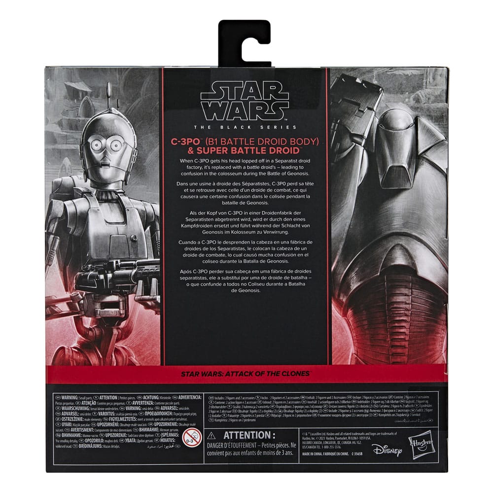 Star Wars Episode II Black Series Pack de 2 Figuras C-3PO (B1 Battle Droid Body) & Super Battle Droid 15 cm