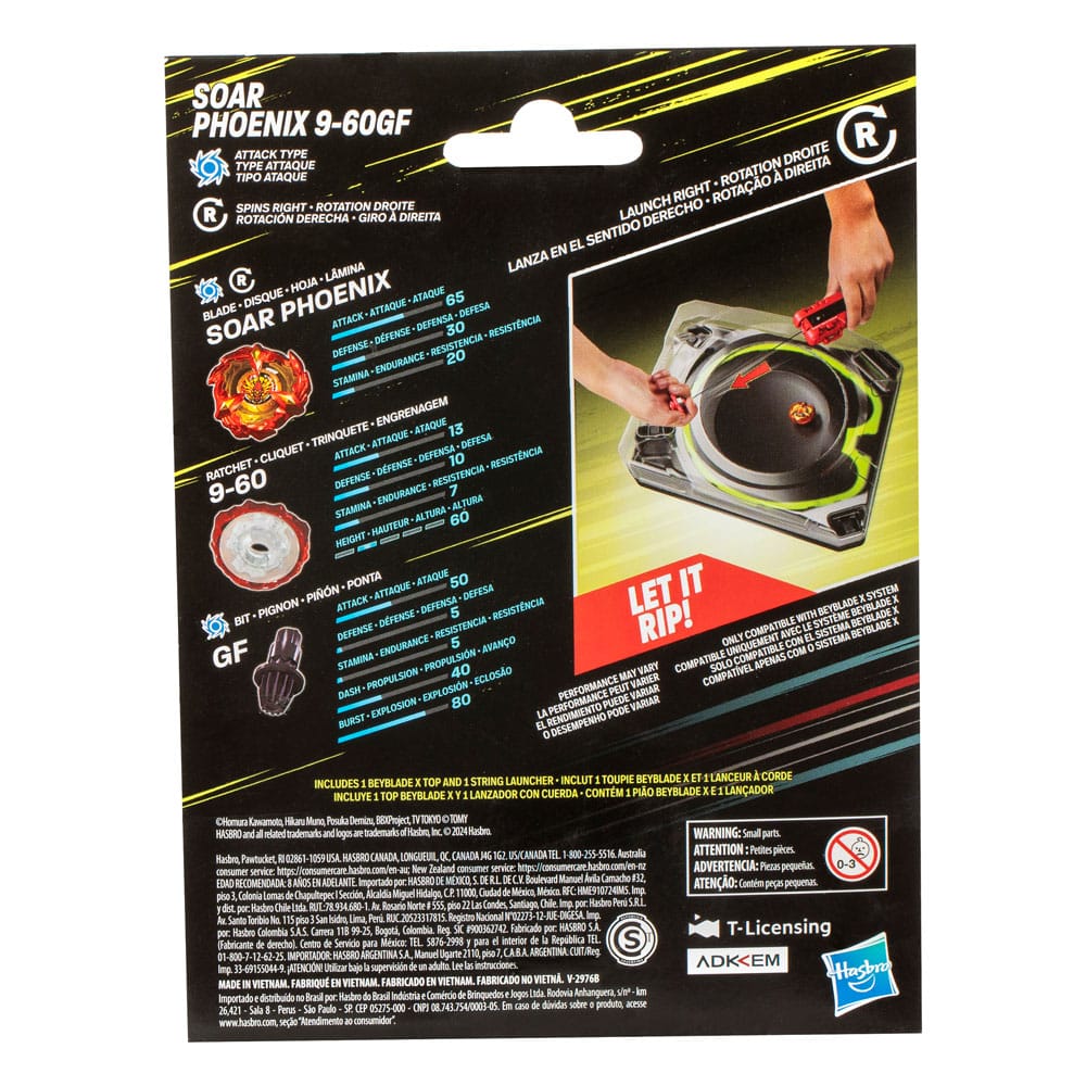Beyblade X, Set premium de lanzador con cuerda y top Soar Phoenix