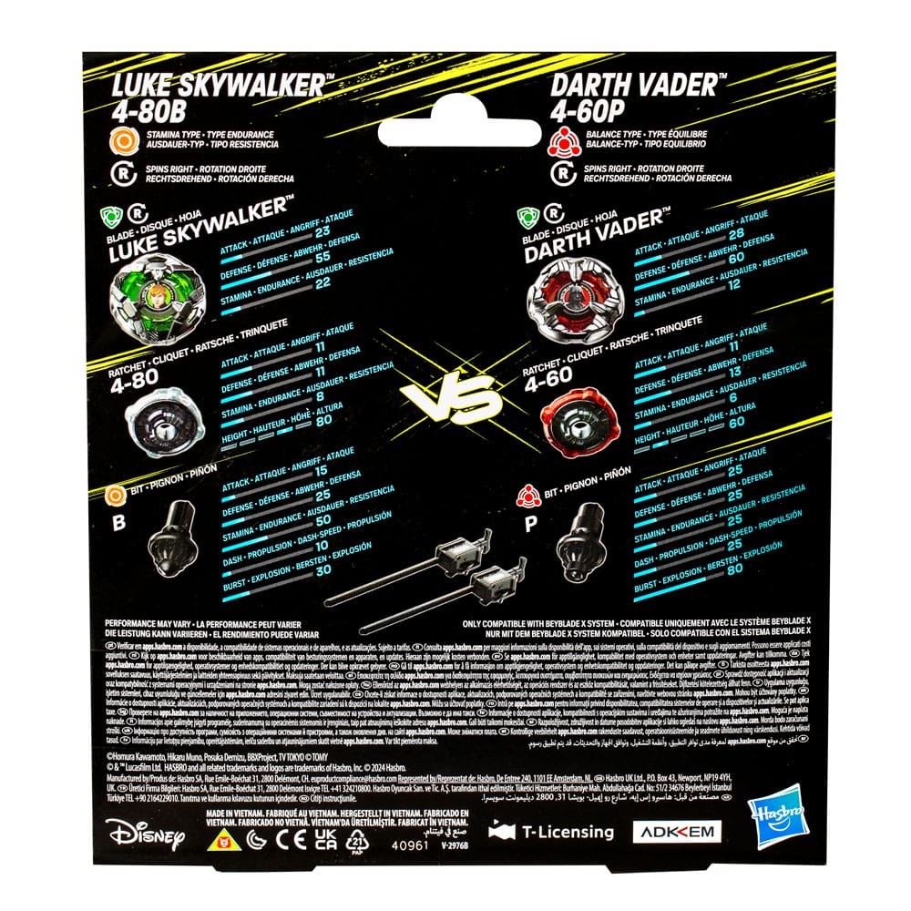 Colaboración Beyblade X y Star Wars, Luke Skywalker 4-80B vs. Darth Vader 4-60B - Z POP Toys