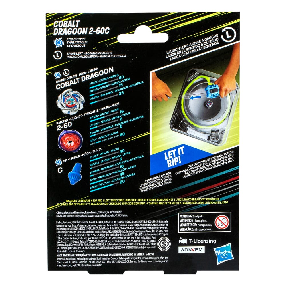 Beyblade X, Set premium de lanzador con cuerda y top Cobalt Dragoon 2-60C - Z POP Toys
