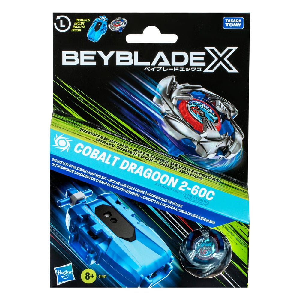 Beyblade X, Set premium de lanzador con cuerda y top Cobalt Dragoon 2-60C - Z POP Toys