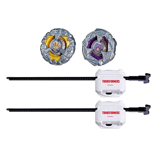 Colaboración Beyblade X and Transformers , Bumblebee 3-60GP vs. Shockwave 5-80O