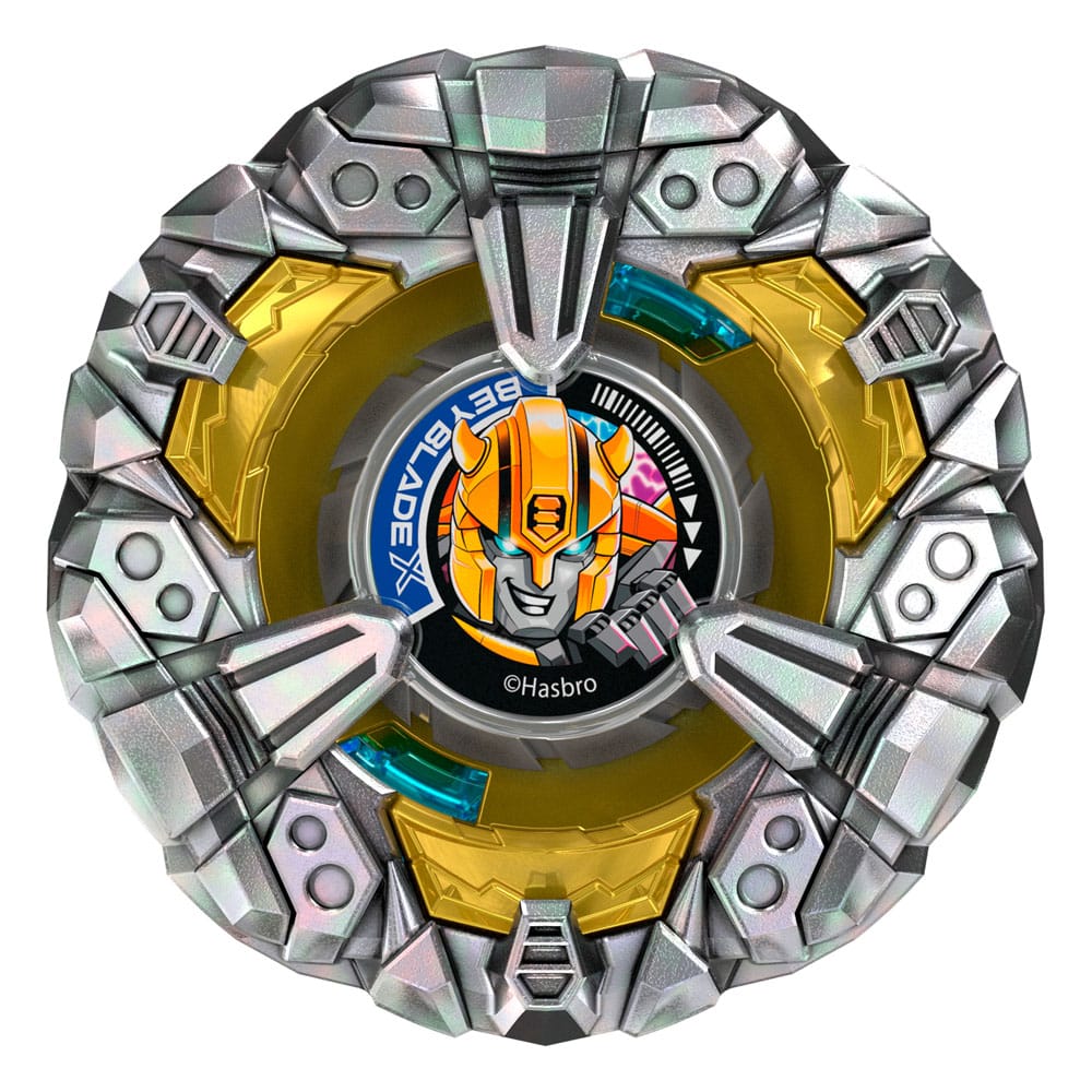 Colaboración Beyblade X and Transformers , Bumblebee 3-60GP vs. Shockwave 5-80O