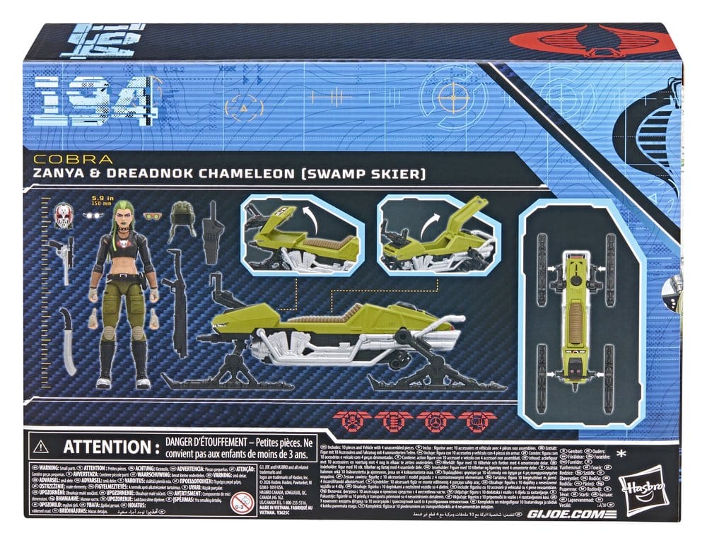 G.I. Joe Classified Series Figura y Vehículo #194 Zanya y Dreadnok Chameleon (Swamp Skier) 15 cm