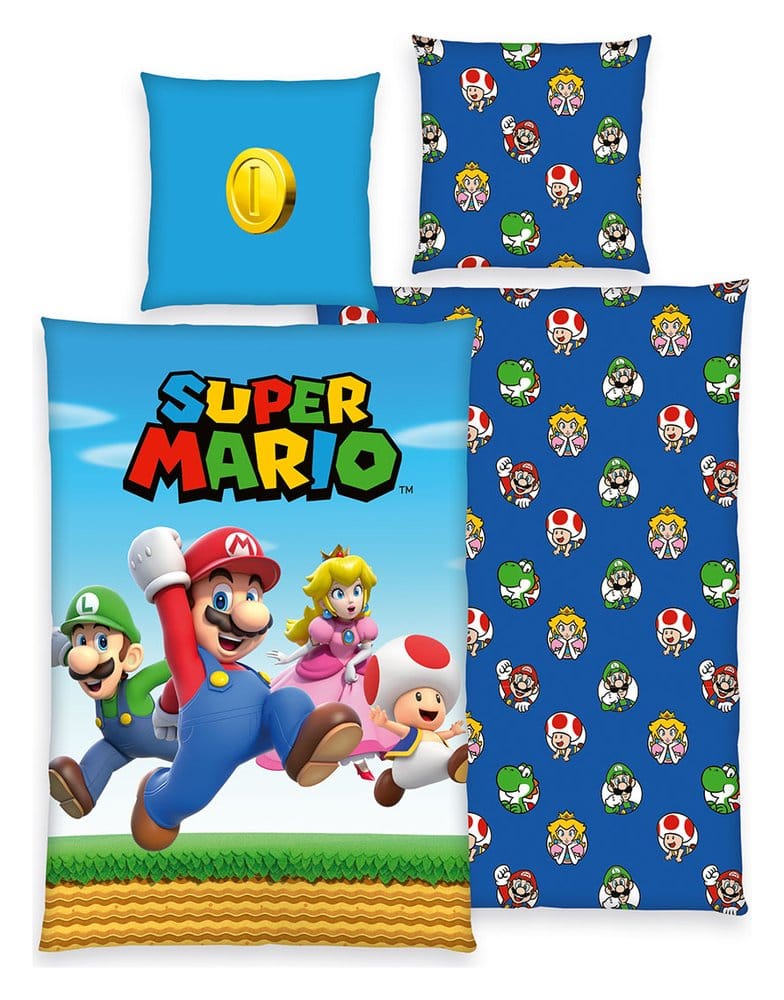 Super Mario Ropa de Cama Super Mario (Mario, Luigi, Peach, Toad) 135 x 200 cm