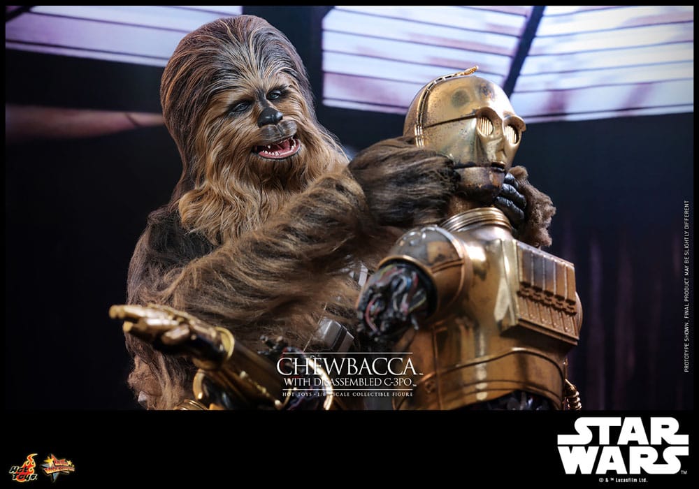 Star Wars Episode V Figura Movie Masterpiece 1/6 Chewbacca with Disassembled C-3PO 36 cm