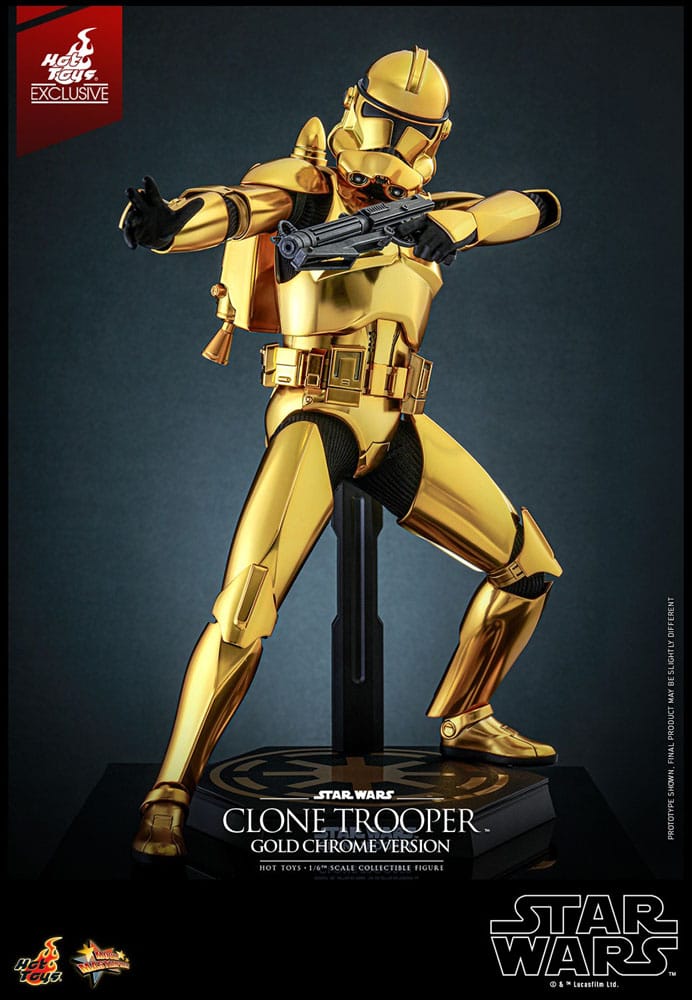 Star Wars Figura 1/6 Clone Trooper (Gold Chrome Version) Exclusive 30 cm