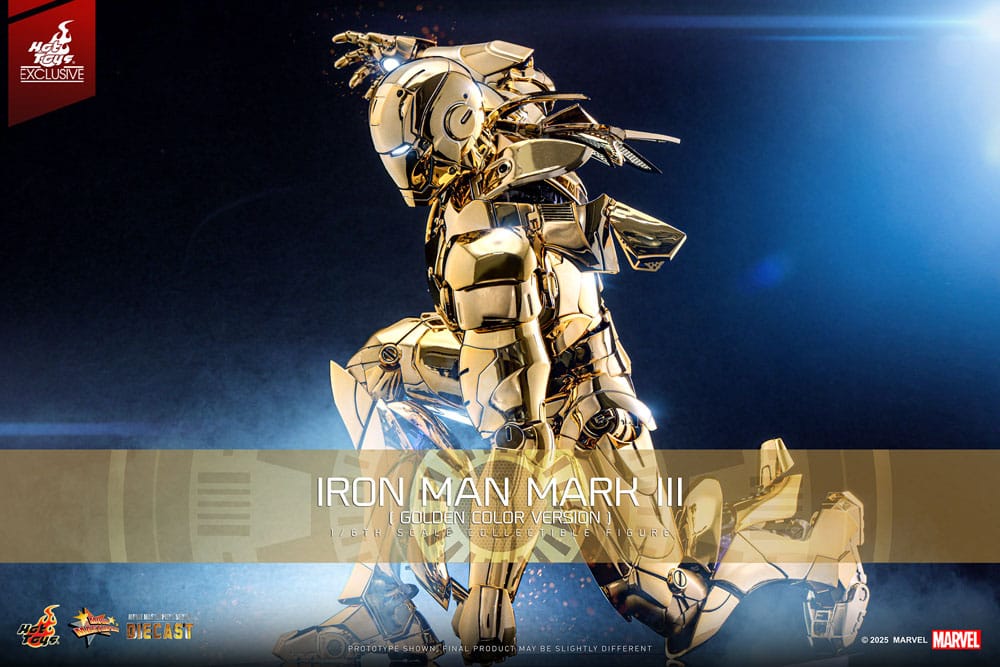 Iron Man Figura Movie Masterpiece Diecast 1/6 Iron Man Mark III (Gold Color Version) Hot Toys Exclusive 33 cm