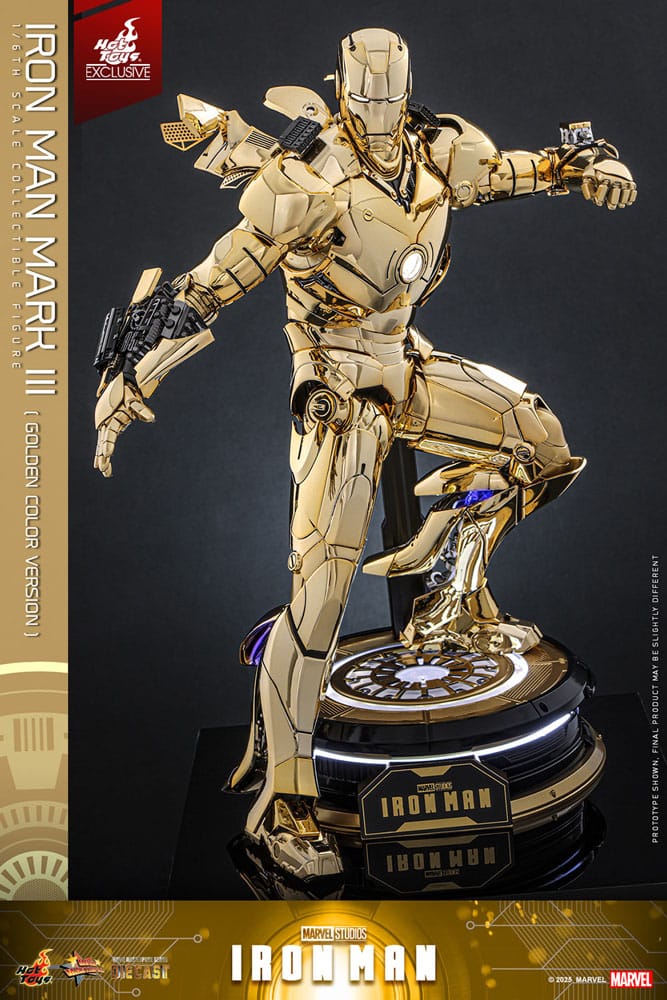 Iron Man Figura Movie Masterpiece Diecast 1/6 Iron Man Mark III (Gold Color Version) Hot Toys Exclusive 33 cm