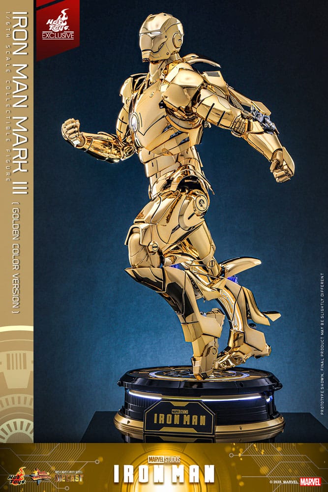 Iron Man Figura Movie Masterpiece Diecast 1/6 Iron Man Mark III (Gold Color Version) Hot Toys Exclusive 33 cm