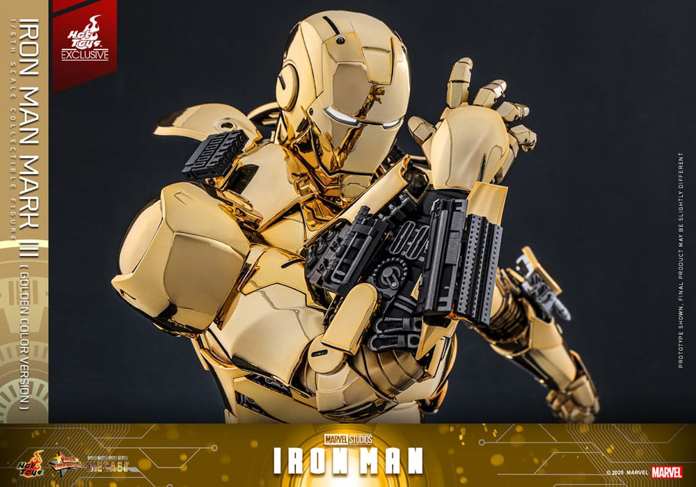 Iron Man Figura Movie Masterpiece Diecast 1/6 Iron Man Mark III (Gold Color Version) Hot Toys Exclusive 33 cm