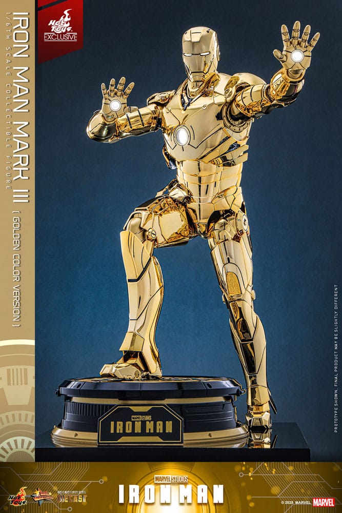 Iron Man Figura Movie Masterpiece Diecast 1/6 Iron Man Mark III (Gold Color Version) Hot Toys Exclusive 33 cm