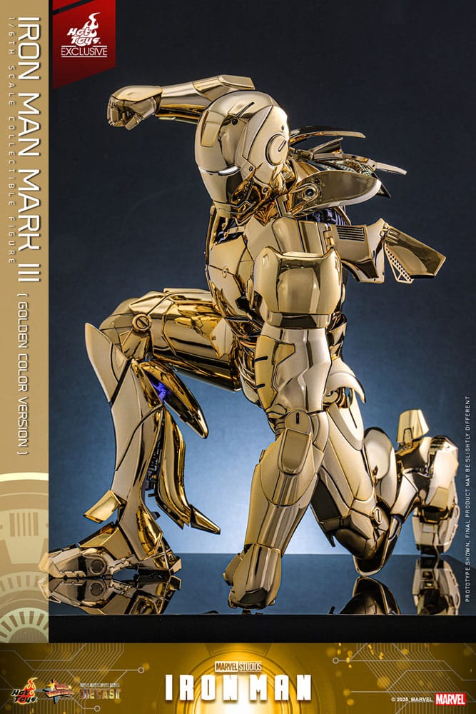 Iron Man Figura Movie Masterpiece Diecast 1/6 Iron Man Mark III (Gold Color Version) Hot Toys Exclusive 33 cm