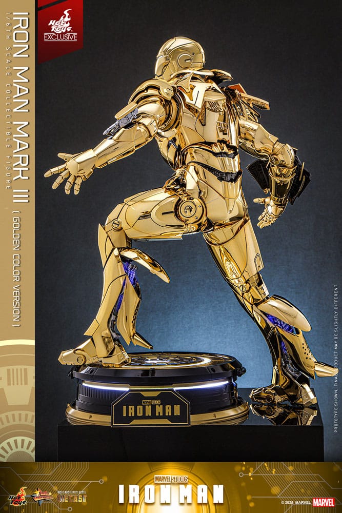 Iron Man Figura Movie Masterpiece Diecast 1/6 Iron Man Mark III (Gold Color Version) Hot Toys Exclusive 33 cm