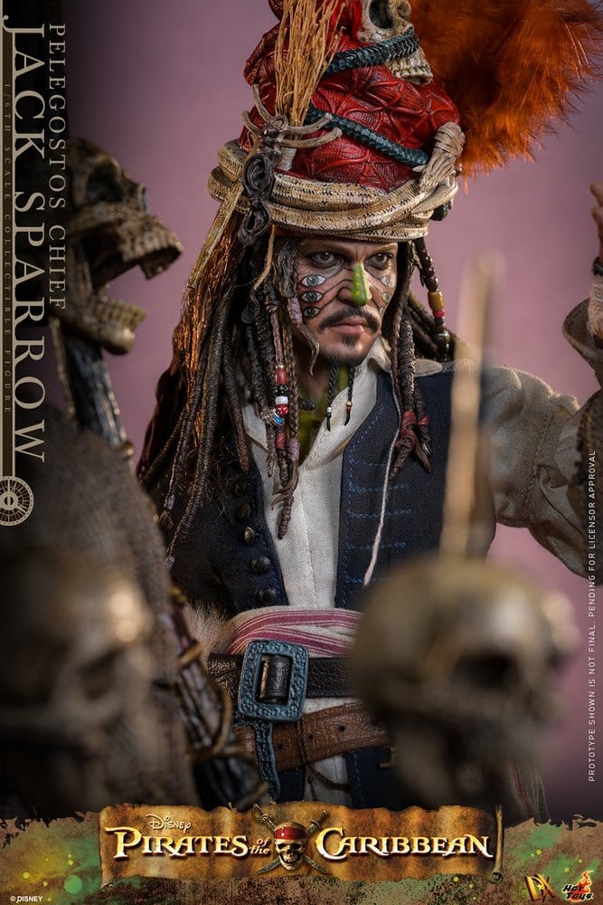 Piratas del Caribe: El cofre del hombre muerto Figura DX 1/6 Pelegostos Chief Jack Sparrow 30 cm