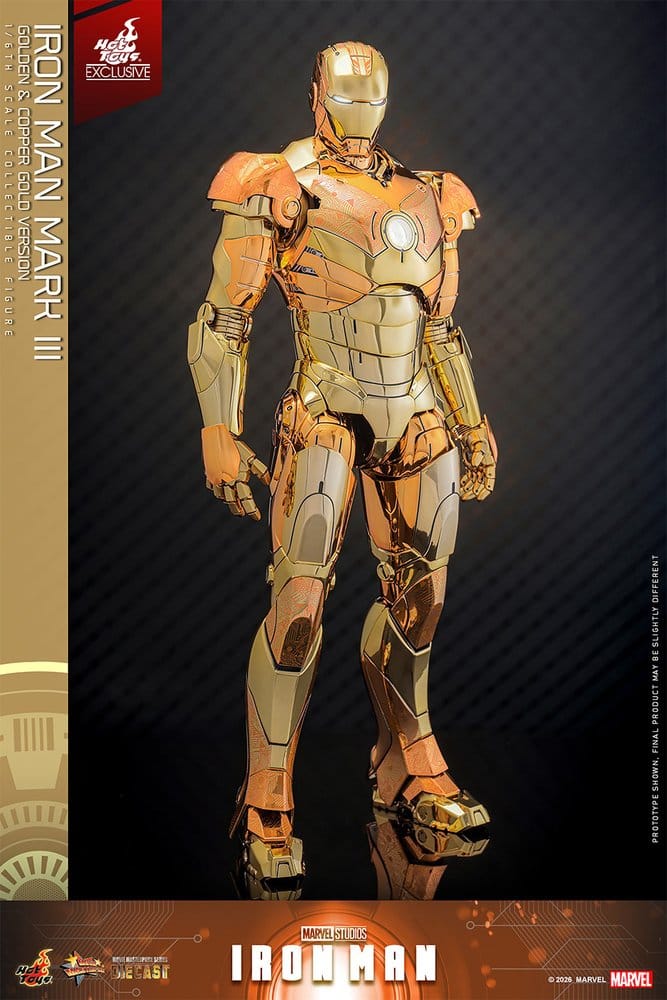 Iron Man Figura Movie Masterpiece Diecast 1/6 Iron Man Mark III (Golden & Copper Gold Version) Hot Toys Exclusive 33 cm