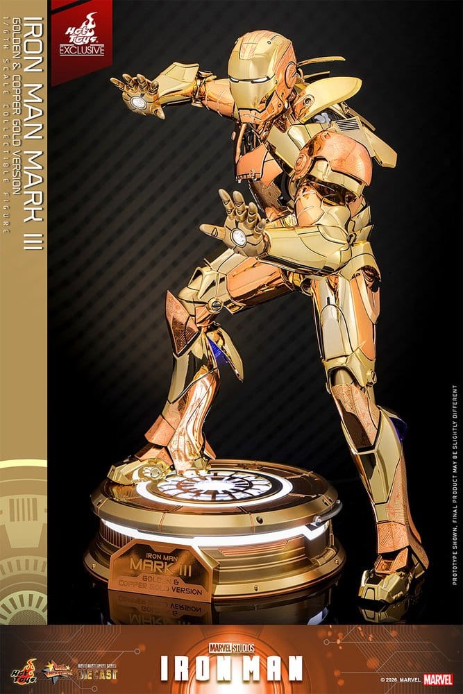 Iron Man Figura Movie Masterpiece Diecast 1/6 Iron Man Mark III (Golden & Copper Gold Version) Hot Toys Exclusive 33 cm