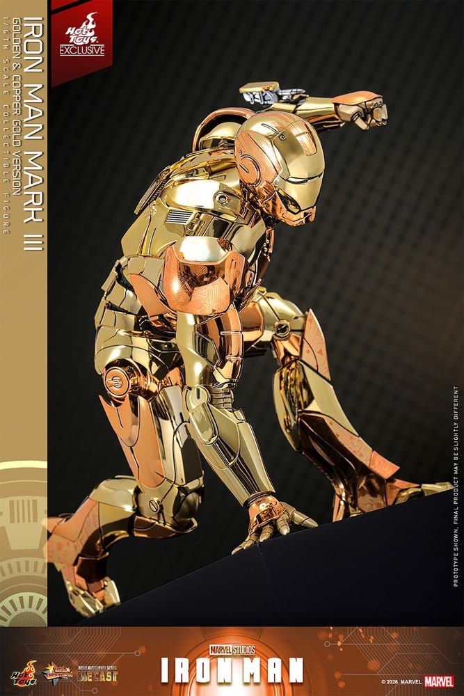 Iron Man Figura Movie Masterpiece Diecast 1/6 Iron Man Mark III (Golden & Copper Gold Version) Hot Toys Exclusive 33 cm