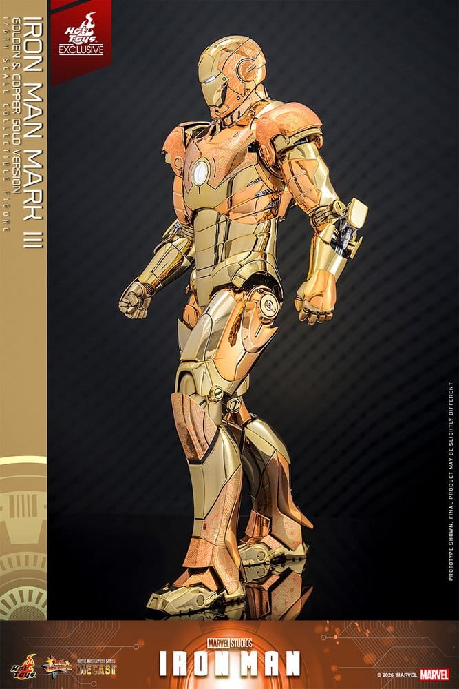 Iron Man Figura Movie Masterpiece Diecast 1/6 Iron Man Mark III (Golden & Copper Gold Version) Hot Toys Exclusive 33 cm