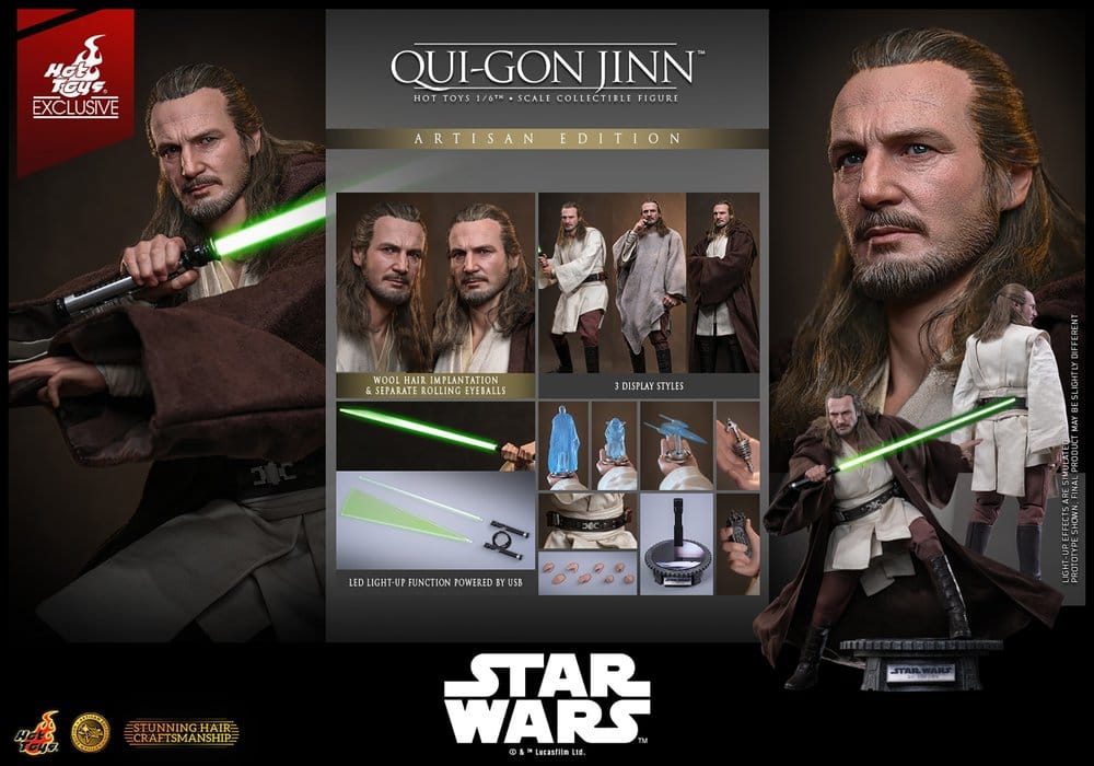 Star Wars: La Amenaza Fantasma Movie Masterpiece Figura 1/6 Qui-Gon Jinn (Artisan Edition) Hot Toys Exclusive 32 cm