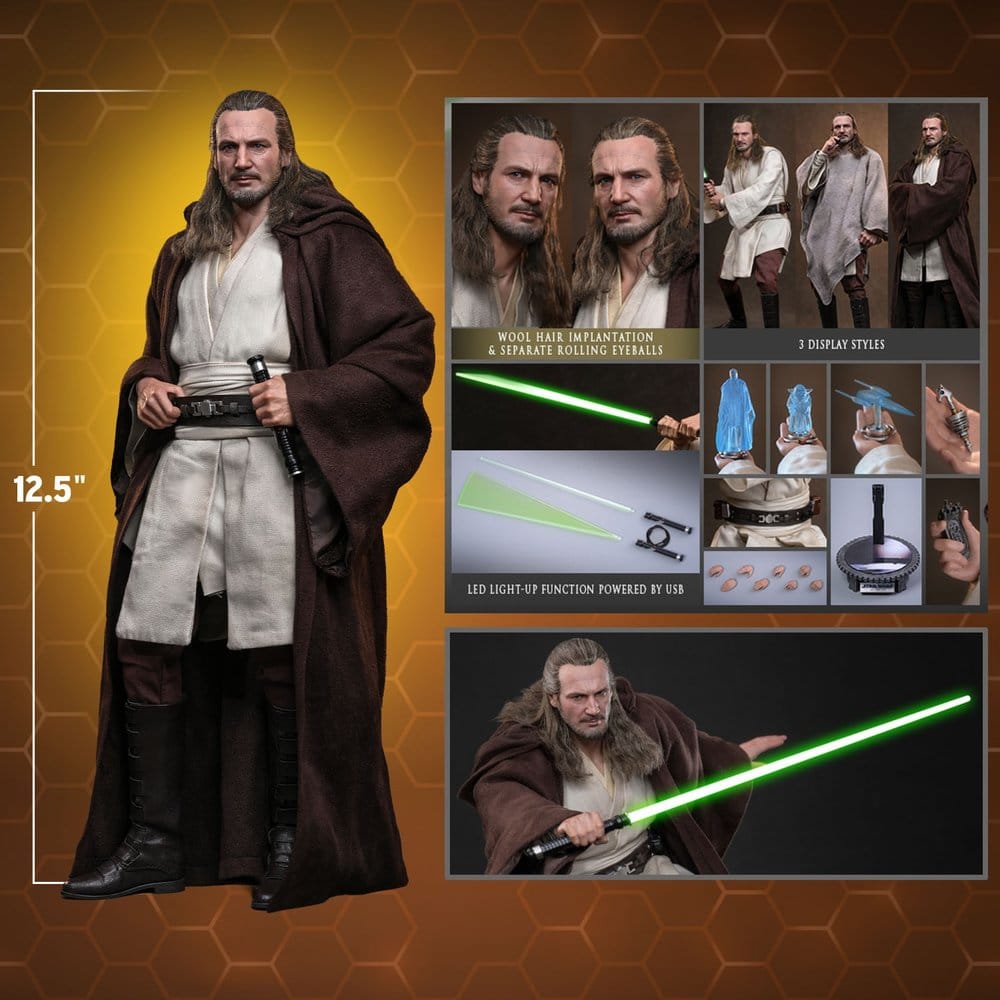 Star Wars: La Amenaza Fantasma Movie Masterpiece Figura 1/6 Qui-Gon Jinn (Artisan Edition) Hot Toys Exclusive 32 cm