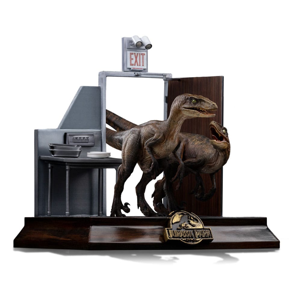 Jurassic Park Estatua 1/10 Art Scale Raptors at the Kitchen's Door 28 cm - Z POP Toys