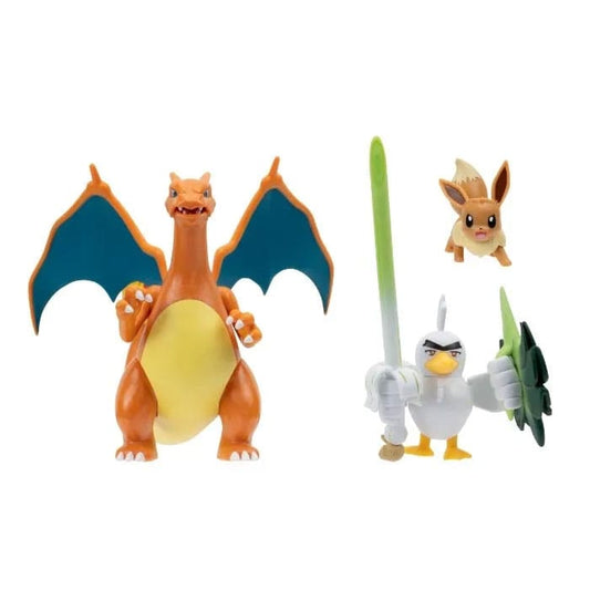 Pokémon Pack de 3 Figuras Eevee, Sirfetch'd & Charizard