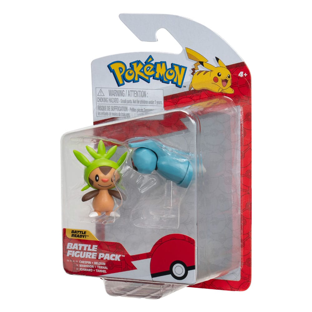 Pokémon Pack de 2 Figuras Battle Figure First Partner Set Chespin, Beldum 5 cm