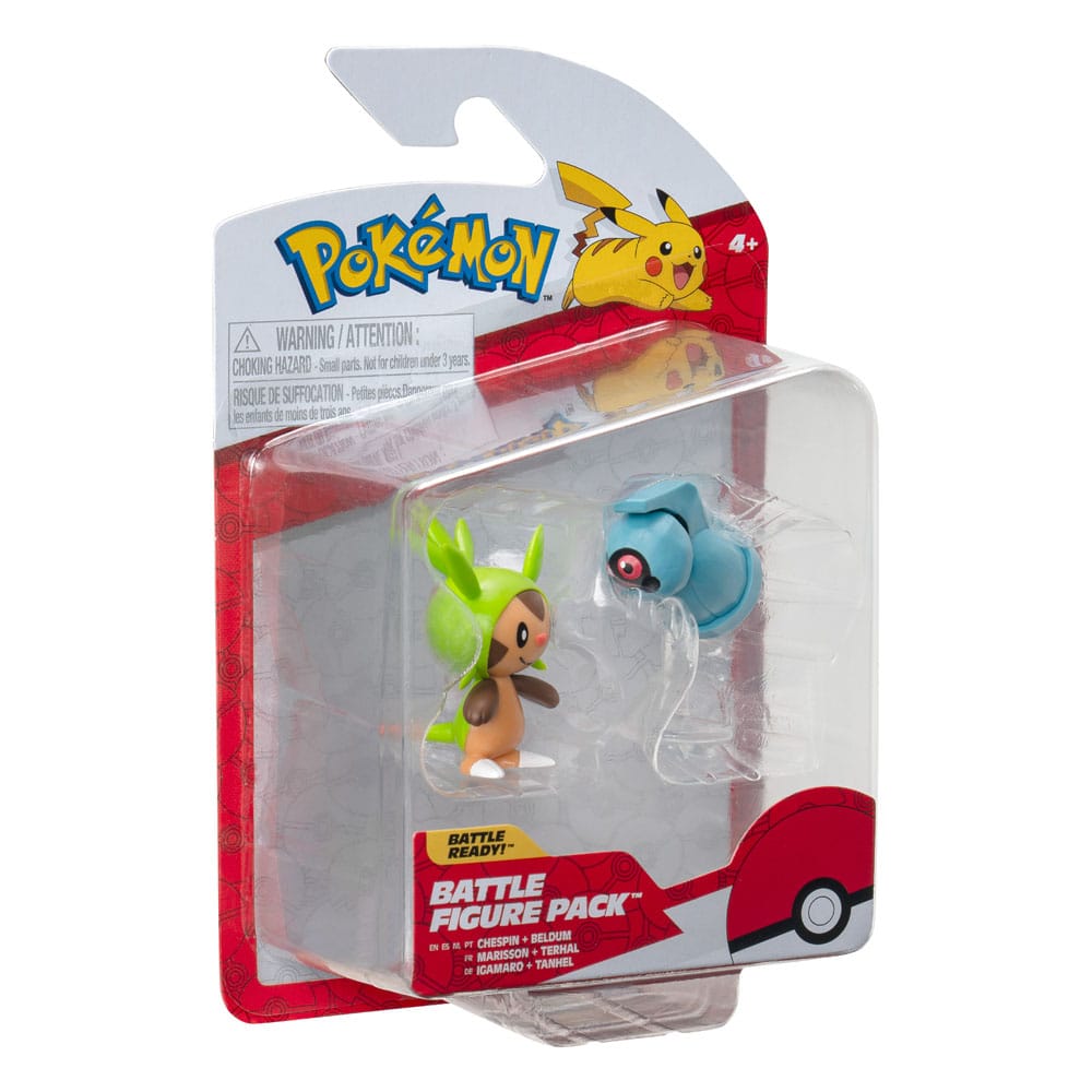 Pokémon Pack de 2 Figuras Battle Figure First Partner Set Chespin, Beldum 5 cm