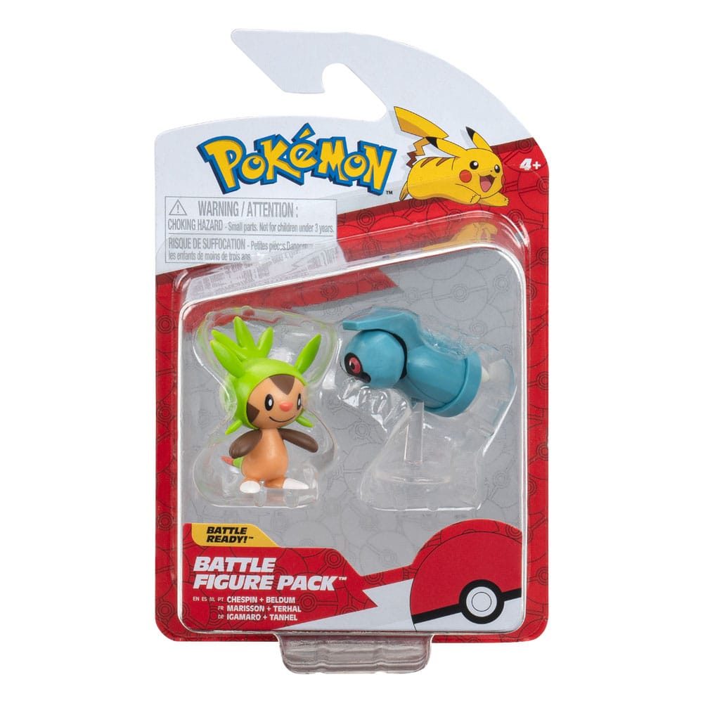 Pokémon Pack de 2 Figuras Battle Figure First Partner Set Chespin, Beldum 5 cm