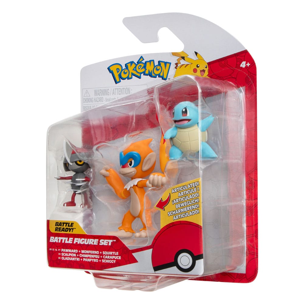 Pokémon Pack de 3 Figuras Battle Figure Set Pawniard, Squirtle #1, Monferno 5 cm