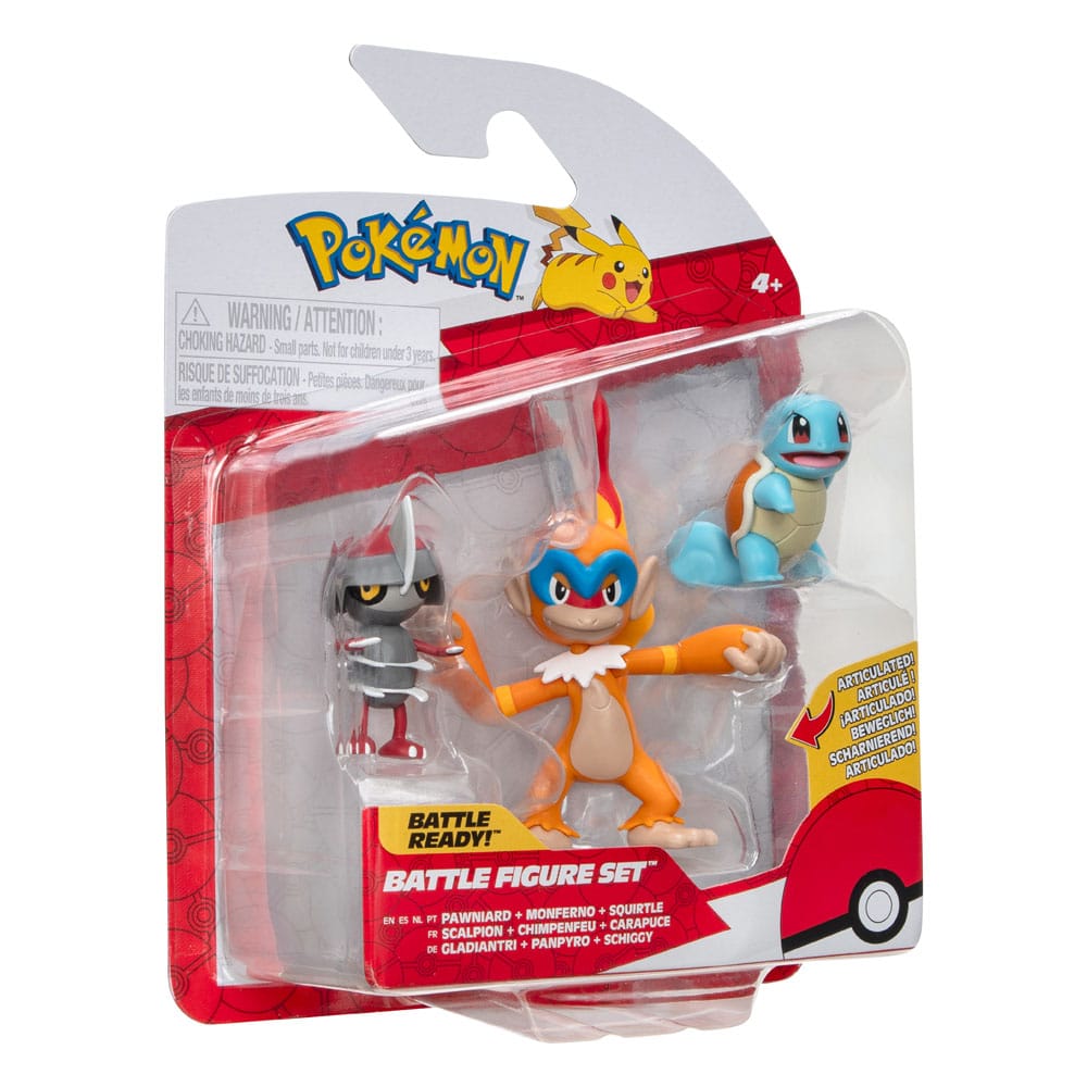 Pokémon Pack de 3 Figuras Battle Figure Set Pawniard, Squirtle #1, Monferno 5 cm
