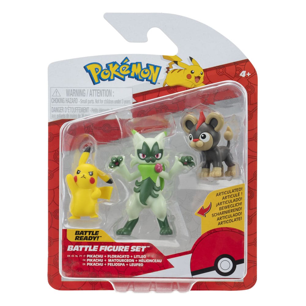 Pokémon Pack de 3 Figuras First Partner Battle Figure Set Litleo, Pikachu & Floragato