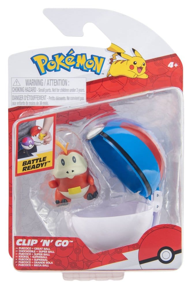 Pokémon Clip 'n' Go Figura de Acción Fuecoco & Super Ball
