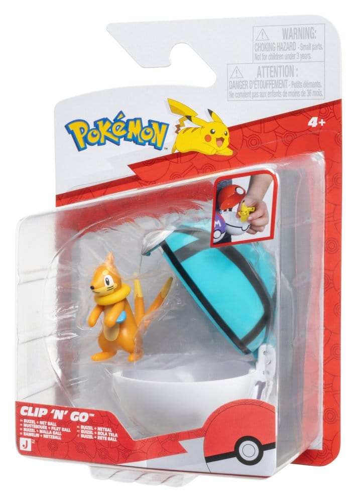 Pokémon Clip 'n' Go Figura de Acción Buizel & Malla Ball