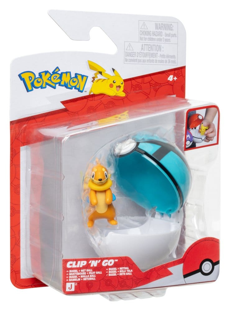 Pokémon Clip 'n' Go Figura de Acción Buizel & Malla Ball