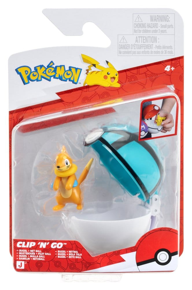 Pokémon Clip 'n' Go Figura de Acción Buizel & Malla Ball