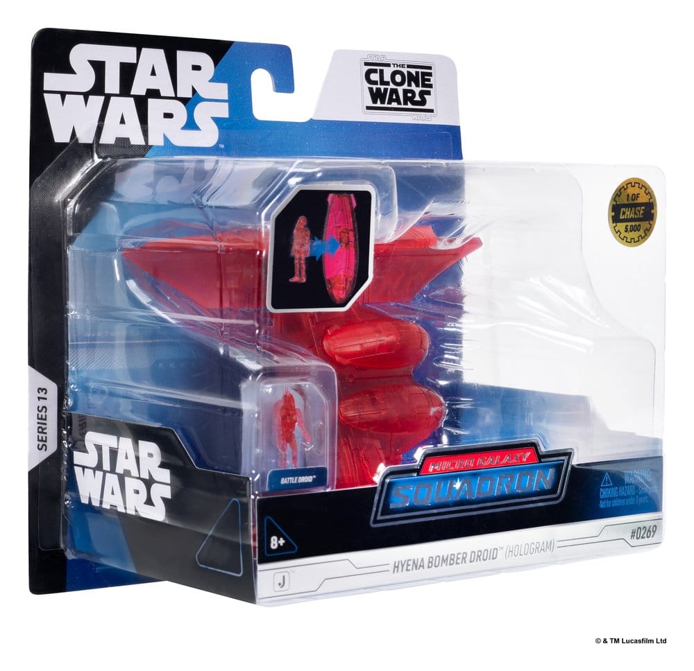 Star Wars Vehículo Mediano & Figura set Bombardero Hiena (Holograma Rojo) & Droide de Batalla (Chase)