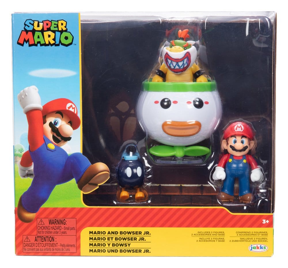 World of Nintendo Pack de 2 Figuras Mario and Bowser Jr. Clown Car 6 cm