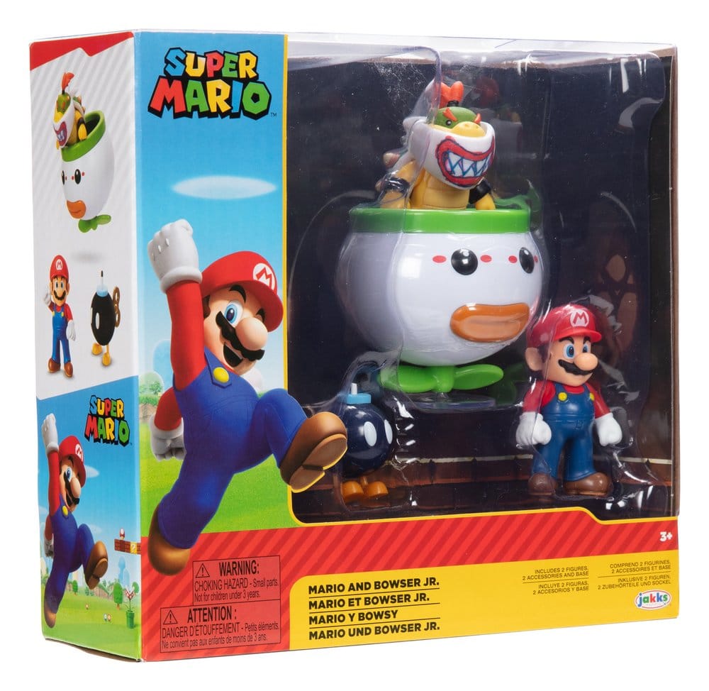 World of Nintendo Pack de 2 Figuras Mario and Bowser Jr. Clown Car 6 cm