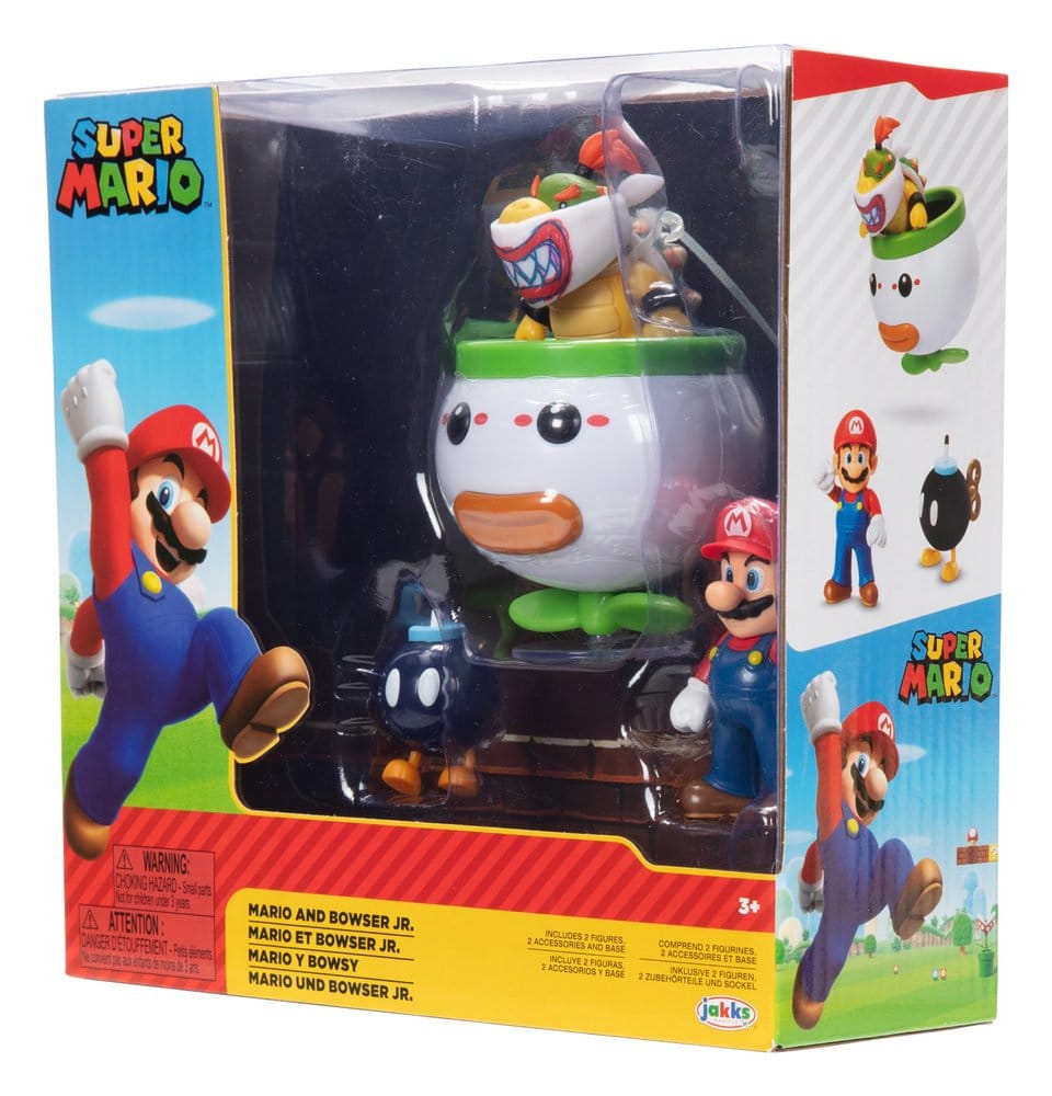 World of Nintendo Pack de 2 Figuras Mario and Bowser Jr. Clown Car 6 cm