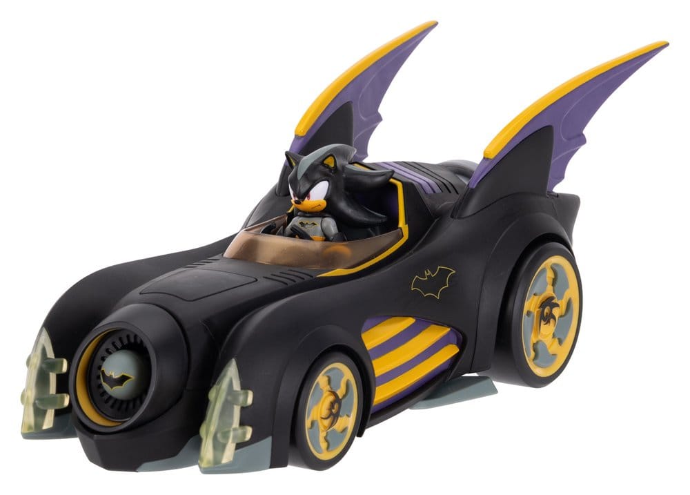DC x Sonic - The Hedgehog Figura con Vehículo Shadow Batman & Batmobile 6 cm