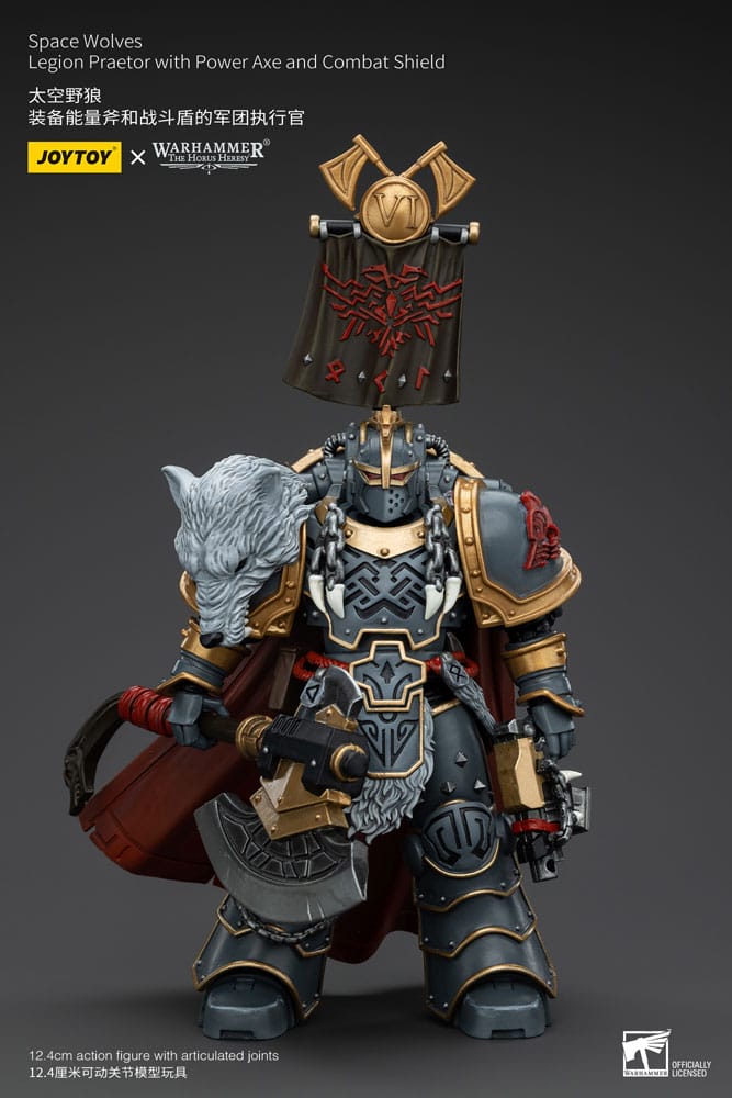 Warhammer The Horus Heresy Figura 1/18 Space Wolves Legion Praetor with Power Axe and Combat Shield 12 cm - Z POP Toys