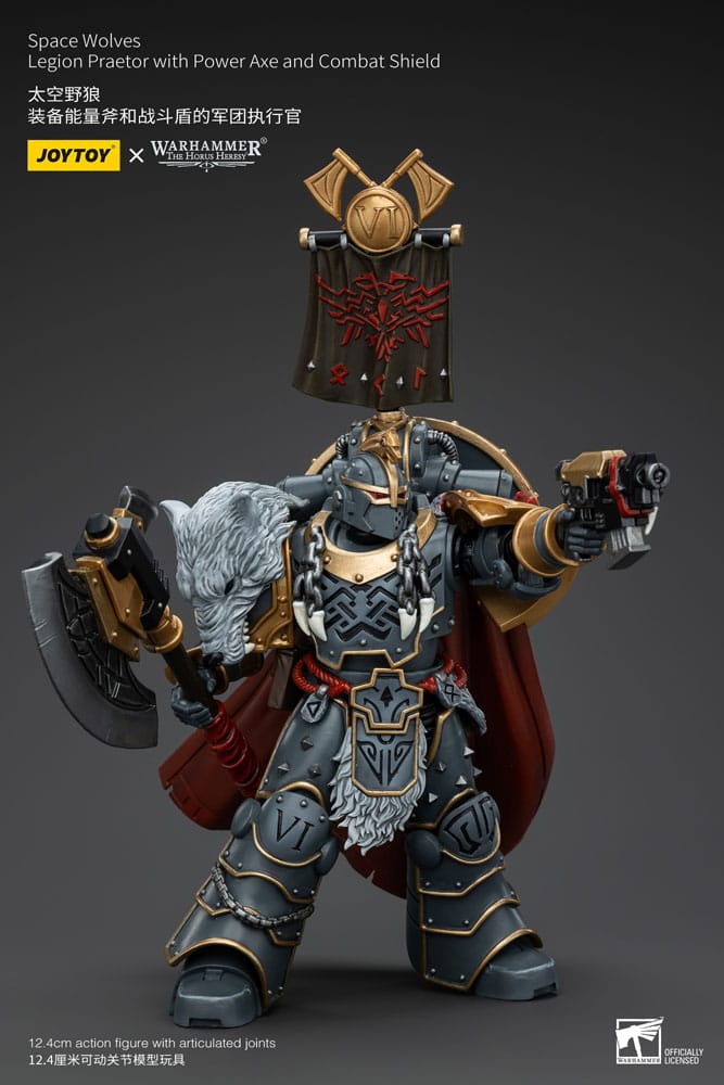 Warhammer The Horus Heresy Figura 1/18 Space Wolves Legion Praetor with Power Axe and Combat Shield 12 cm - Z POP Toys