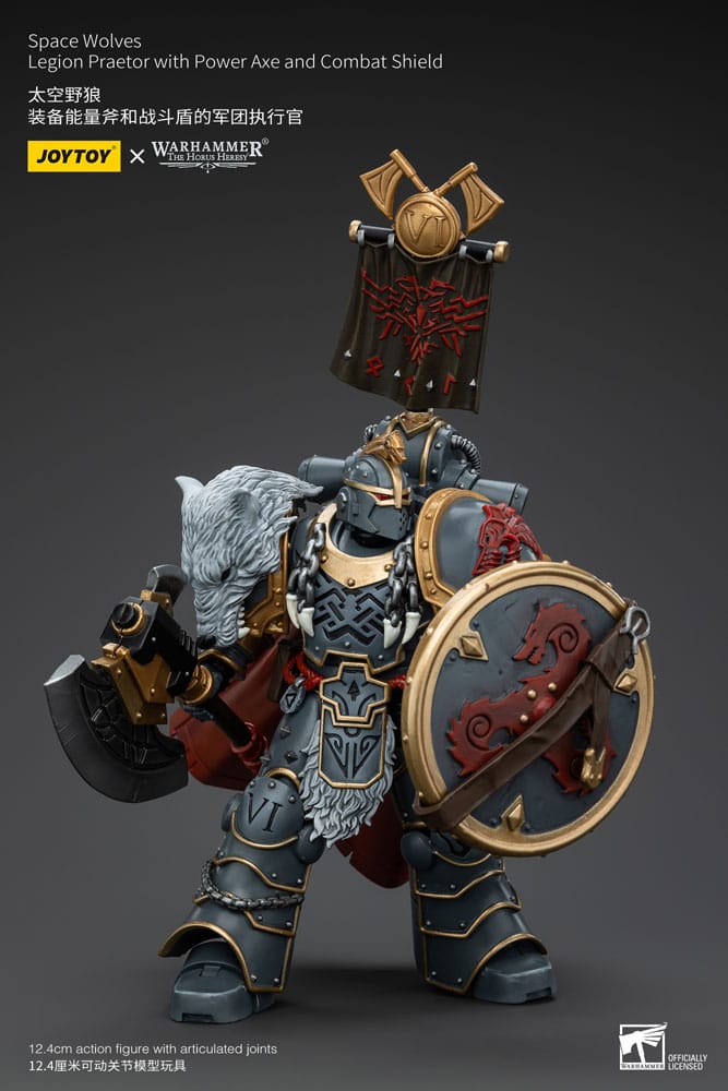 Warhammer The Horus Heresy Figura 1/18 Space Wolves Legion Praetor with Power Axe and Combat Shield 12 cm - Z POP Toys