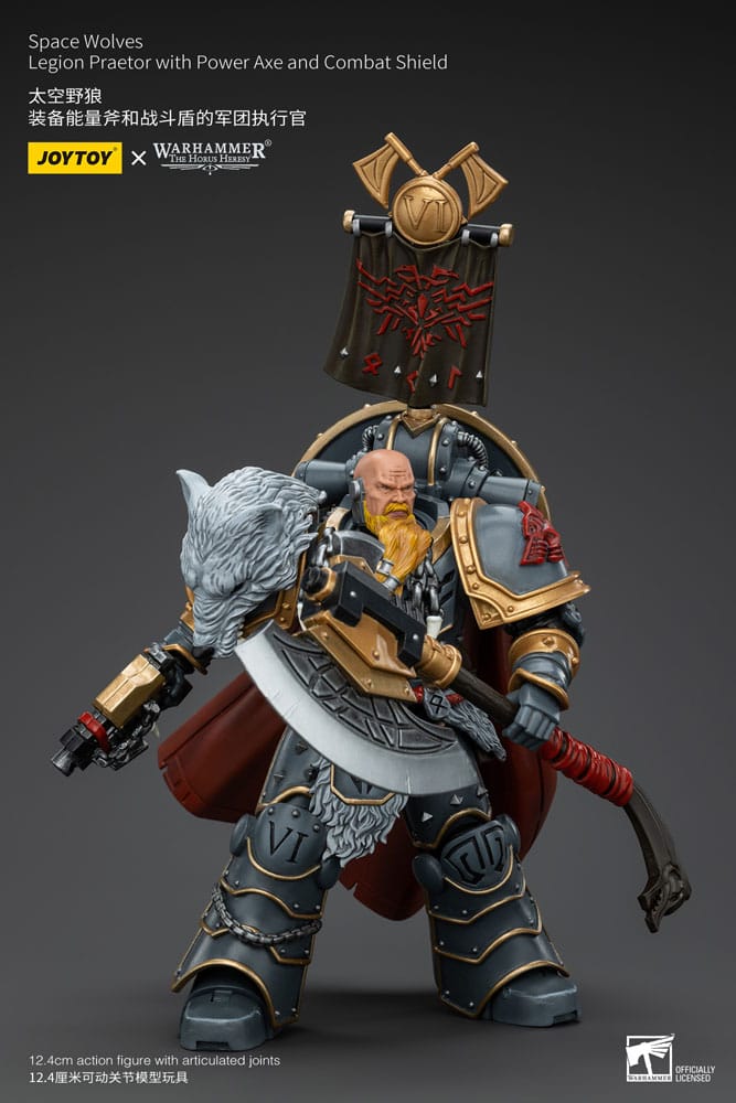 Warhammer The Horus Heresy Figura 1/18 Space Wolves Legion Praetor with Power Axe and Combat Shield 12 cm - Z POP Toys