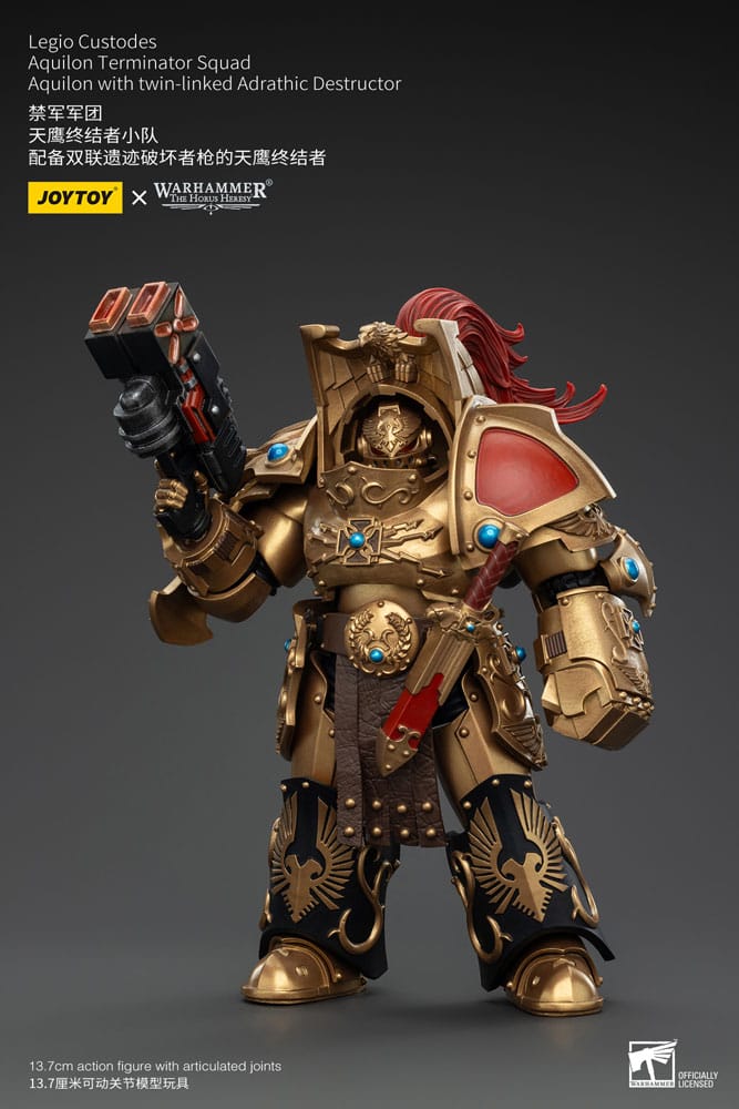 Warhammer The Horus Heresy Figura 1/18 Legio Custodes Aquilon Terminator Squad Aquilon with twin-linked Adrathic Destructor 14 cm