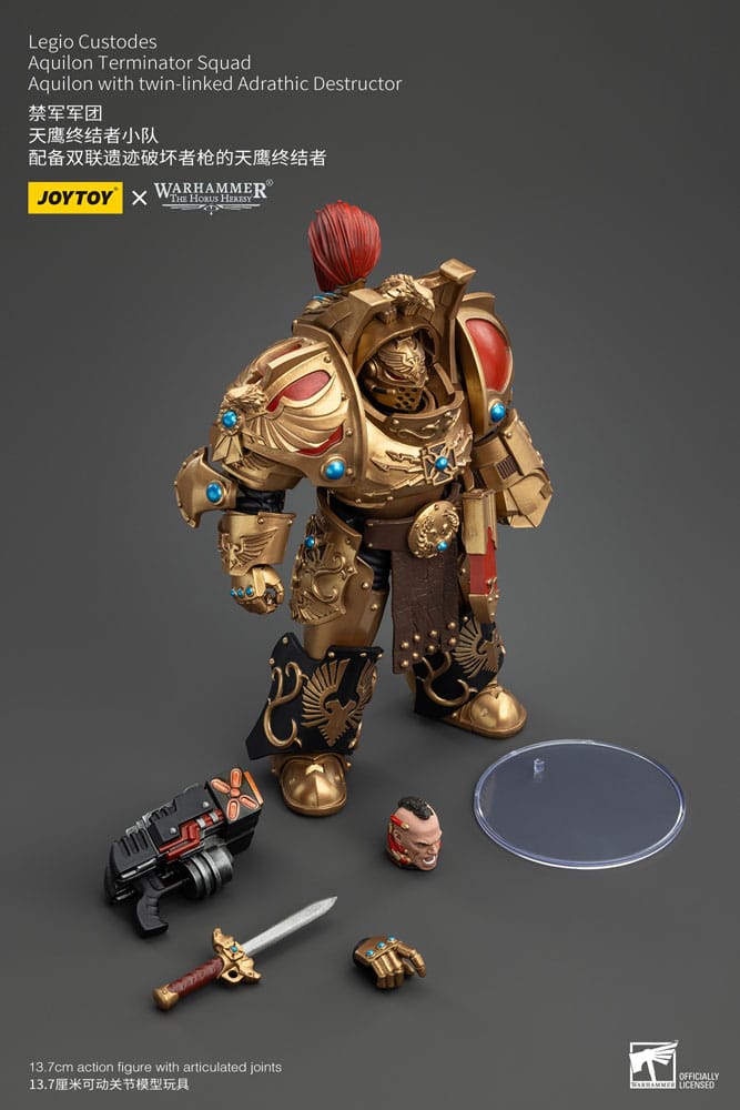 Warhammer The Horus Heresy Figura 1/18 Legio Custodes Aquilon Terminator Squad Aquilon with twin-linked Adrathic Destructor 14 cm