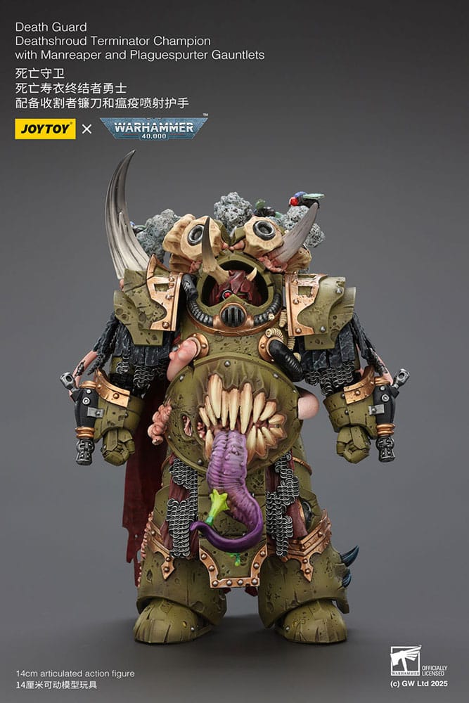 Warhammer 40k Figura 1/18 Death Guard Deathshroud Terminator Championwith Manreaper and Plaguespurter Gauntlets 14 cm - Z POP Toys
